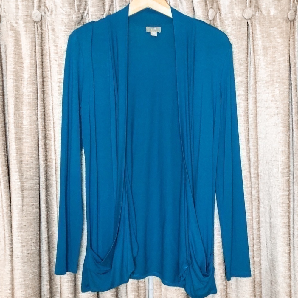 J. Jill Turquoise Open Front Lightweight Cardigan